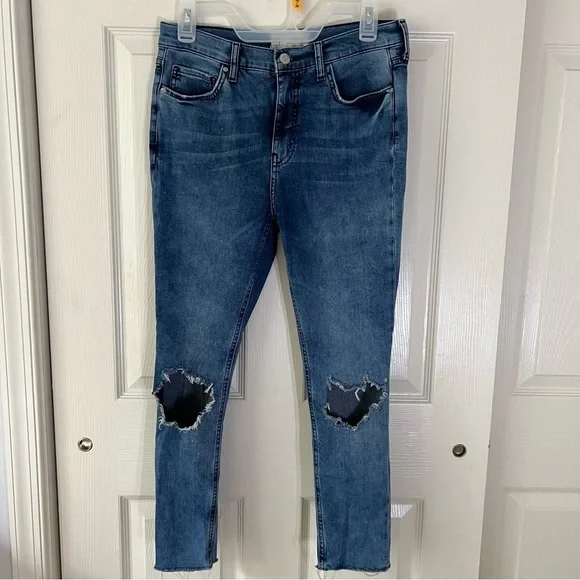2/$15 Free People Womens Skinny Jeans Pants size W30S CutOut Distressed Denim - Picture 2 of 16